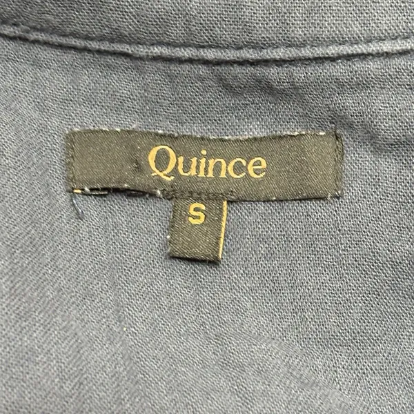 Quince Organic Cotton Gauze Roll Sleeve Shirt Indigo Blue Small Peasant - Image 5