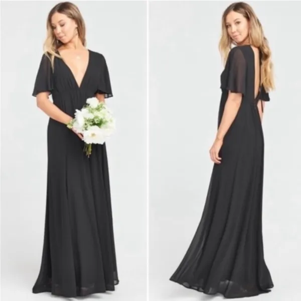 SHOW ME YOUR MUMU Faye Flutter Maxi Black Women's Chiffon‎ Dress M $198 - Image 2