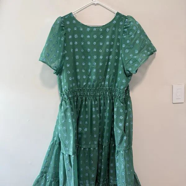 Anthropologie Green Floral Jacquard Somerset‎ Maxi Dress Size 3X - Image 7