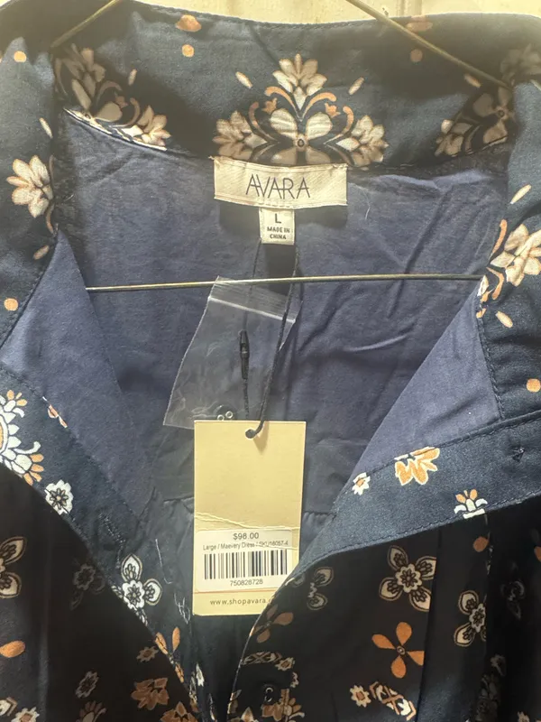 AVARA Floral Dress Blue Size L - Image 3