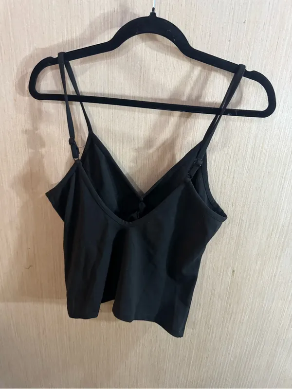 Women’s Cotton Candy Collection Black Ruched V-Neck Workout Top Size Large - Image 2
