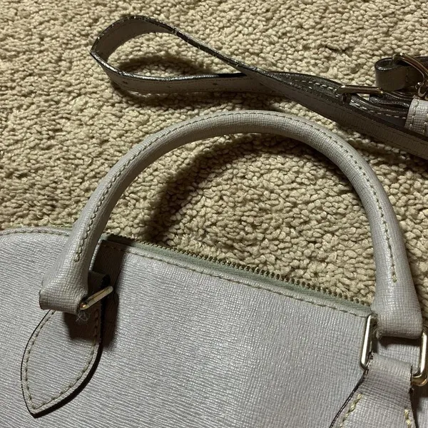 Dooney & Bourke Saffiano Leather Dome Satchel‎ Light Grey Crossbody Bag - Image 6