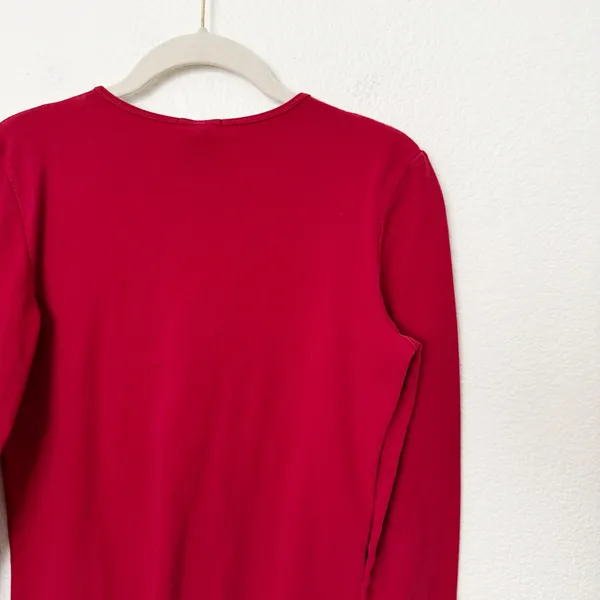 [Vintage] 90s Gap Red Stretch Cotton Long Sleeve T-Shirt Rhinestones Sz Medium M - Image 7