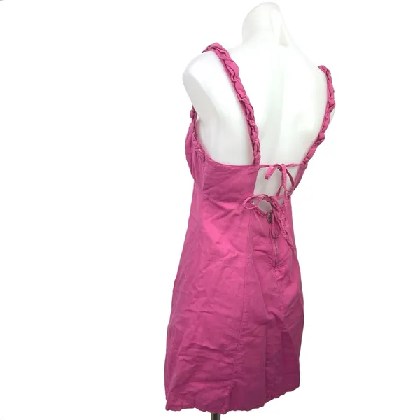 Zara Pink Square Neck Sleeveless Lace Up A-Line Flare Cami Tank Mini Dress Sz M - Image 2