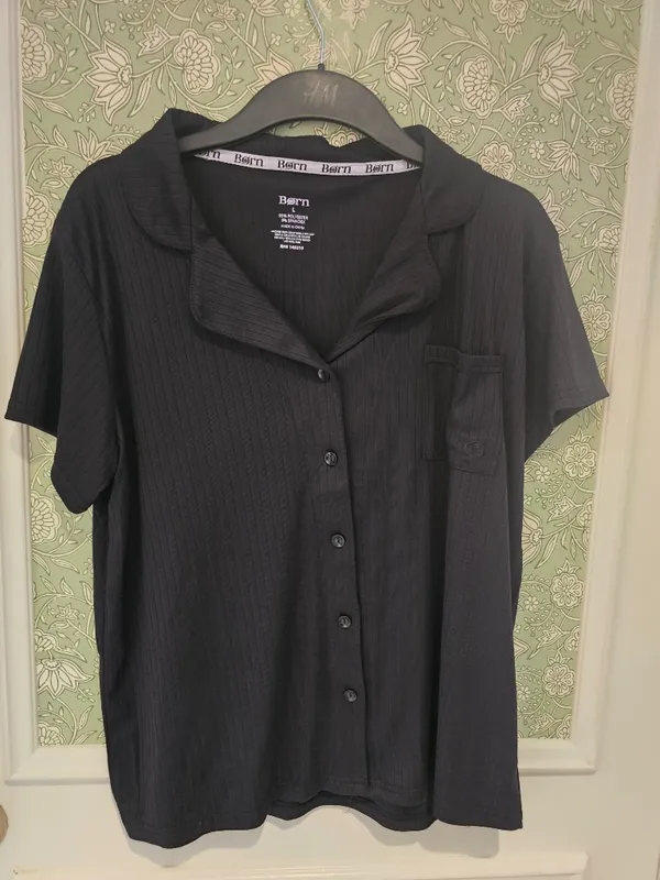 Born Black Ribbed Pajama Set Top & Shorts - Image 4