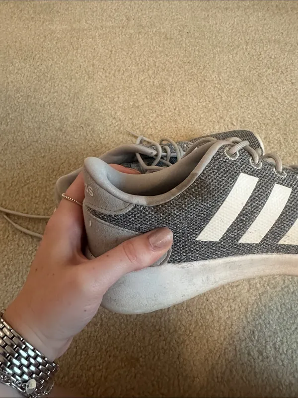 adidas Gray and White Knit Casual Running Shoes - Image 4
