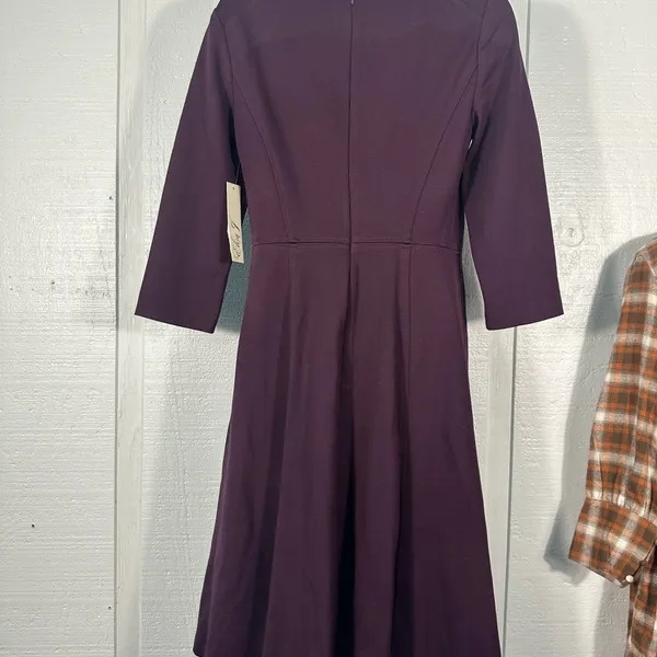 Eliza J Purple A Line 3/4 Sleeve Fit and Flare Dress Size 6 NWT - Image 7