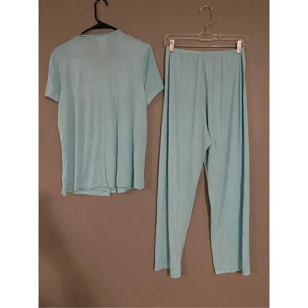 Vanity Fair Vintage Baby Blue Short Sleeve Button Up Pajama Set Nylon M - Image 7
