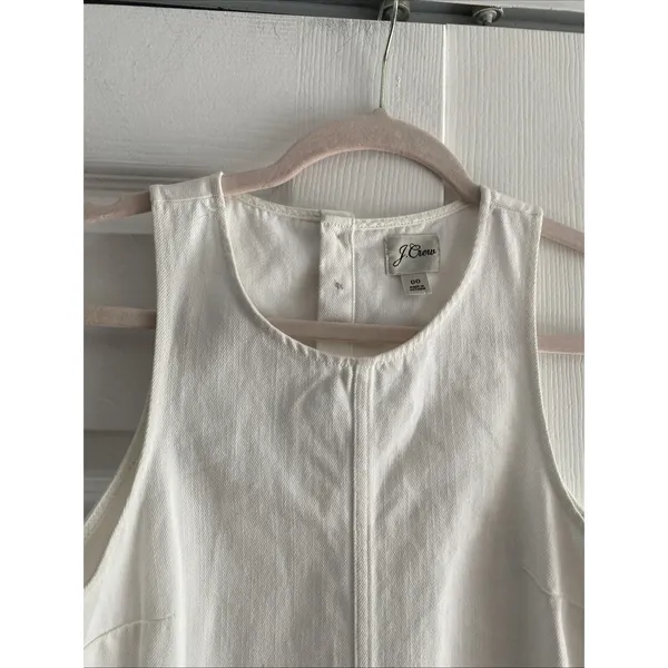 J.Crew‎ Button-Back Shift Dress Womens Size 00 White Denim Mini Rush Sorority - Image 4