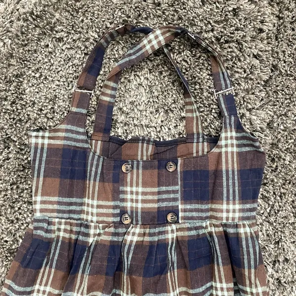 ROMWE Plaid A-Line Dress in Brown, Size L​​​​​​​​ - Image 2