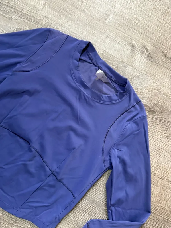 •CALIA• LONG SLEEVE CROP TOP Blue Size XS - Image 4