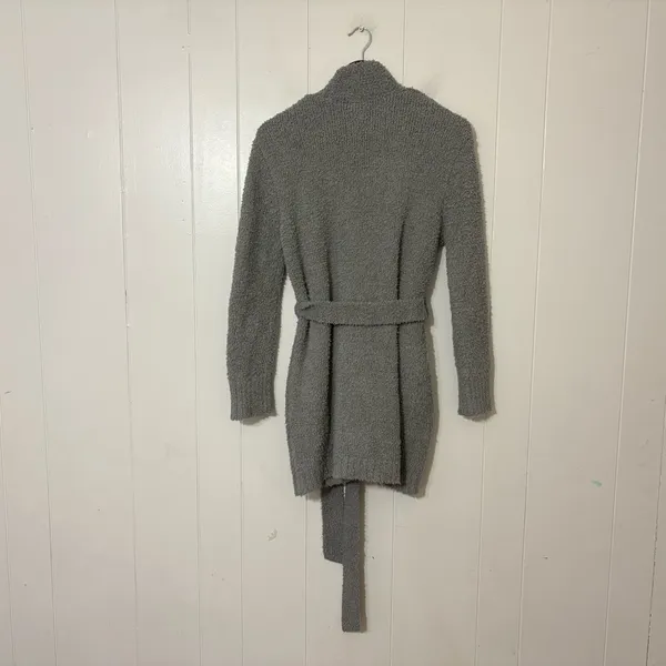 SKIMS Cozy Knit Bouclé Robe Cardigan Smoke Gray Belted Lounge Sweater XXS/XS - Image 9