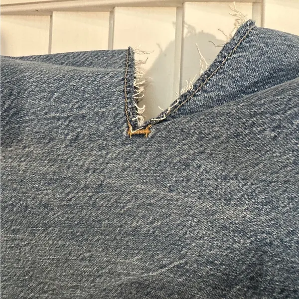 Zara High Rise Destroyed Straight Leg Jeans Sz 2 Ripped Blue - Image 11