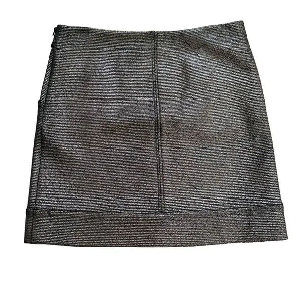 Diane Von Furstenberg Skirt Katinko Silver Metallic A-Line Skirt Size 10 - Image 6