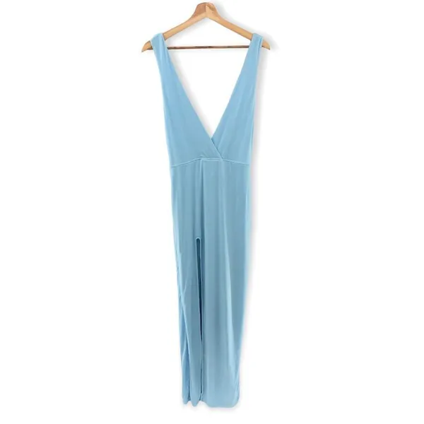 Superdown‎ Erika Deep V Jersey Maxi in Baby Blue M - Image 2