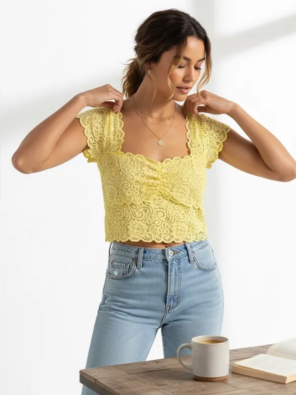 Free People Intimately Chase Me Lace Crop Top Bralette - Image 3