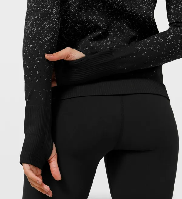 Lululemon Rest Less Cropped 1/2 Zip Herringbone Fade Black / White Sz 4 - Image 3