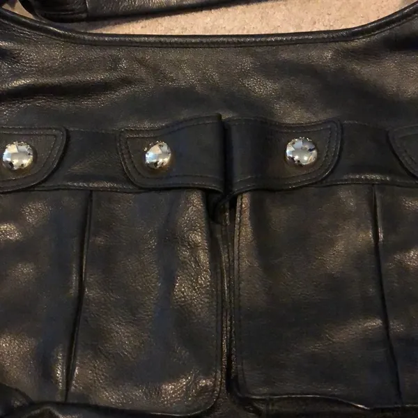 DKNY Large Leather Hobo Bag – Slouchy Style, Silver Hardware - Image 2