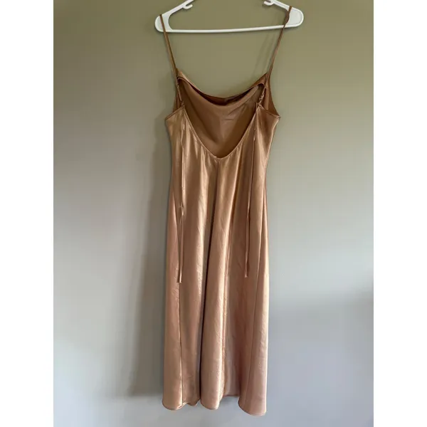 Vintage Expressions California Dynasty Gold‎ Satin Cowl Neck Slip Dress Small - Image 3