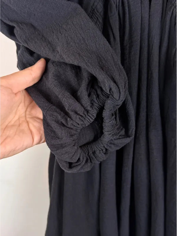 Free People For The Moment Mini Dress Black Cotton Boho Balloon Sleeve Size S - Image 12