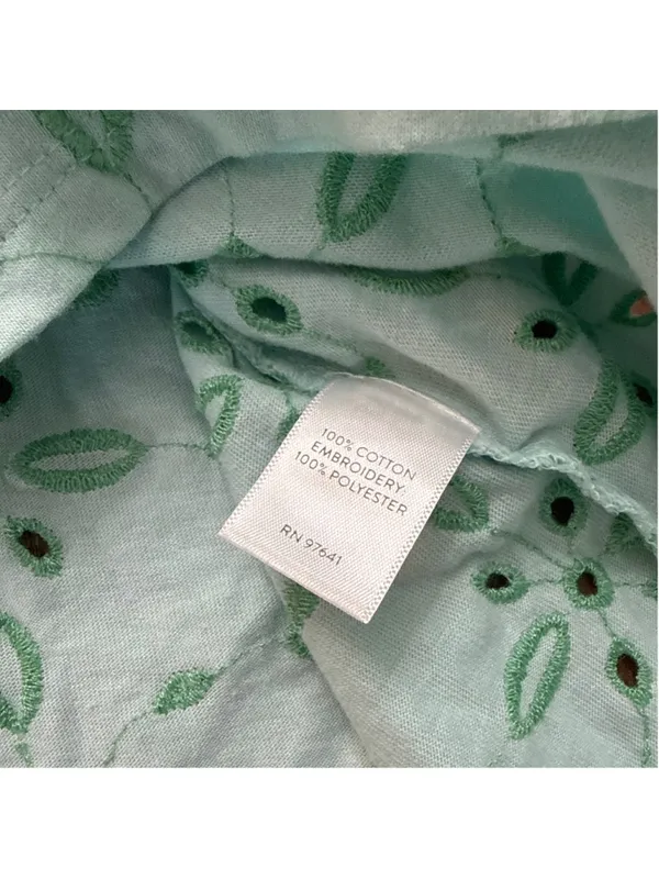 J. JILL Mint Green Eyelet Floral Embroidered Top 3/4 Sleeve Knit Blouse M - Image 7