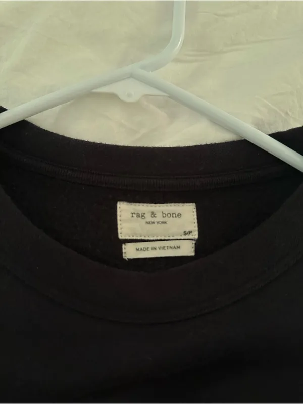 Rag & Bone Black Crewneck Sweatshirt with Red Sleeve Text - Image 2