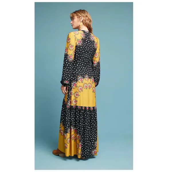 Farm Rio Floral-Blocked Maxi Dress Size XS - Image 3