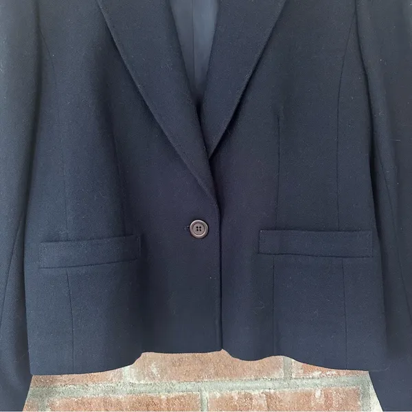 Vintage Pendleton Virgin Wool Blazer Suit Jacket Women’s 14 Navy Blue - Image 3