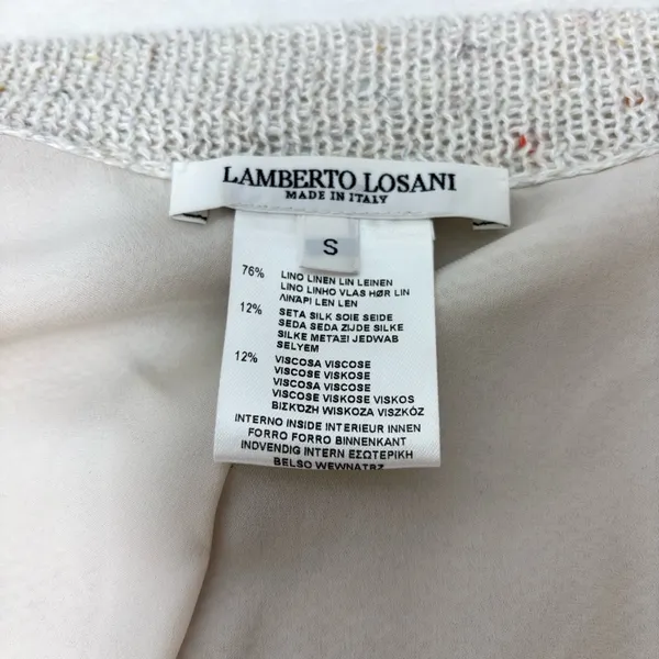 Lamberto Losani Linen Silk Blend Elegant Beige‎ Women's Cardigan Size S - Image 7