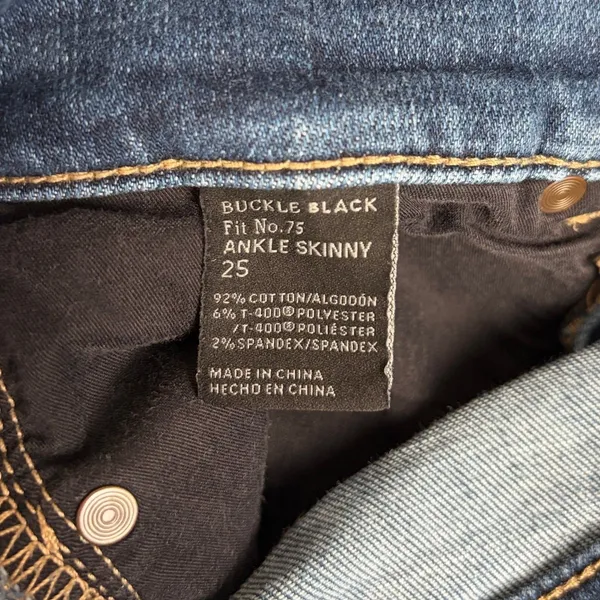 Buckle Black Fit No. 75 Ankle Skinny Jeans Women's 25 Blue Mid Rise Stretch EUC - Image 3
