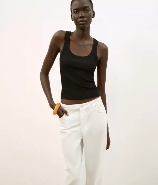 ZARA Black Ribbed Tank - Image 5