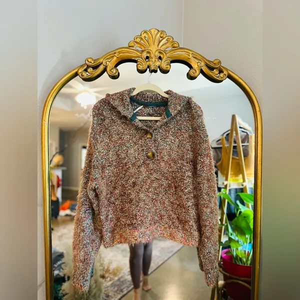 Free people stellar brown knit pullover sweater Xs - Image 3