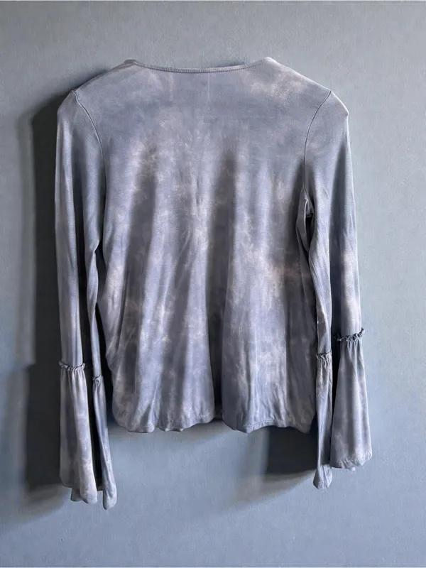 American Eagle Outfitters Gray Tie-Dye Wrap Long Sleeve Top‎ - Image 2