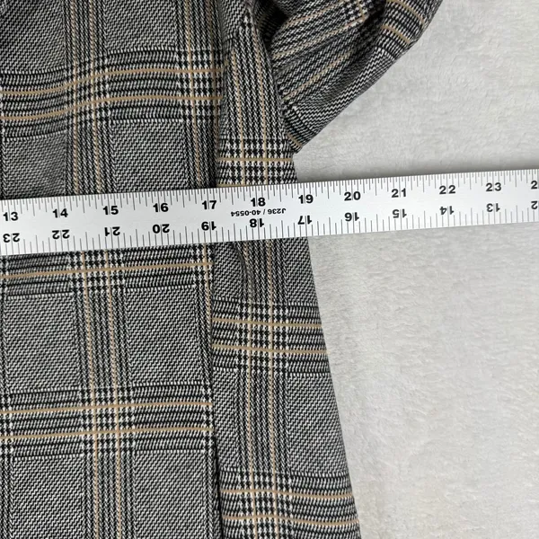 Avec Les Filles Womens Grey Plaid Double Breasted Blazer Jacket Size M 80103 - Image 3