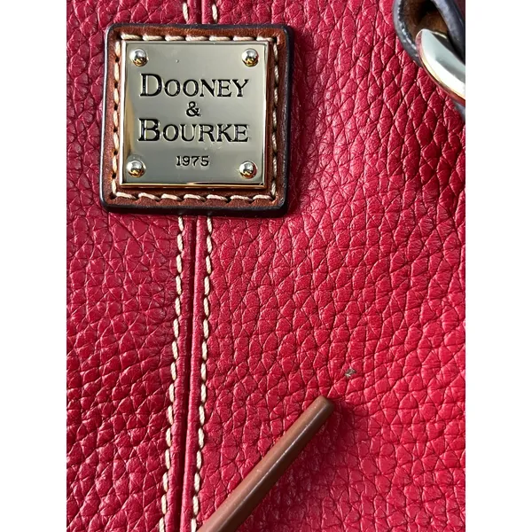 VTG Dooney & Bourke Red Pebble Leather Shoulder Tote Bag Y2K Leather Tassel - Image 4