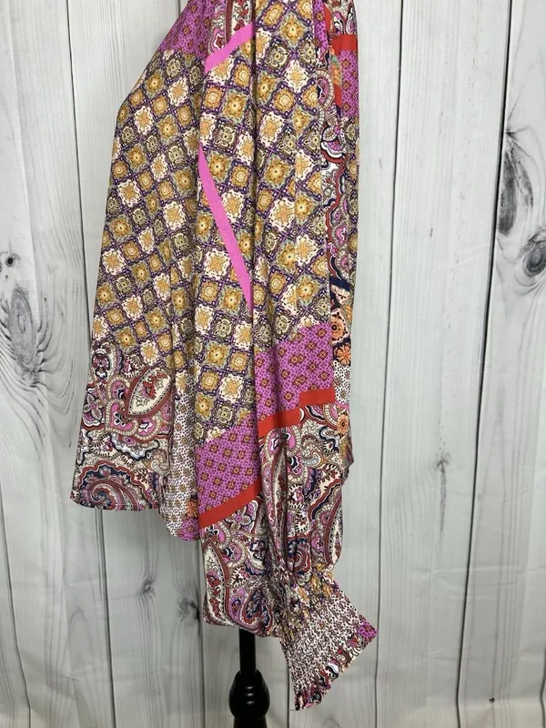 ee:some Sheer Button Up Blouse Sz M Floral Boho Chic Peasant Ruffle Cottagecore - Image 6