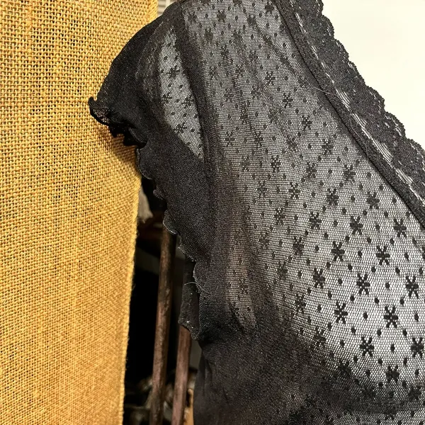 Old Navy Black Sheer Lace V-Neck Top - Image 3