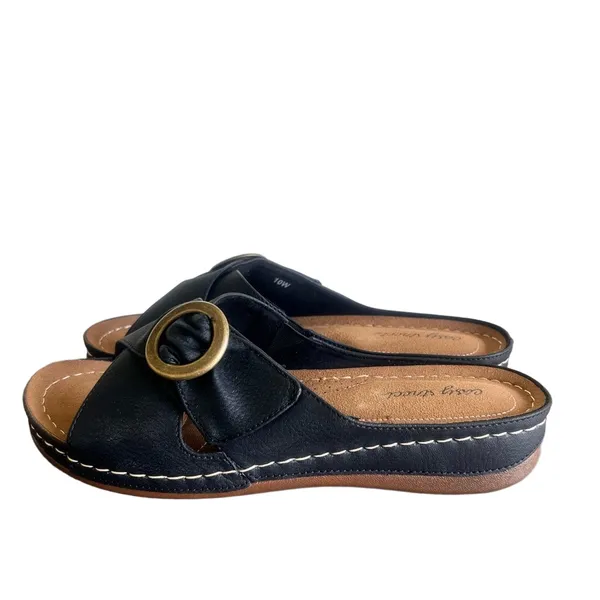 EASY STREET Women's Bloomer Black Slip On Sandal Size 10 Wide #B1635A - Image 4