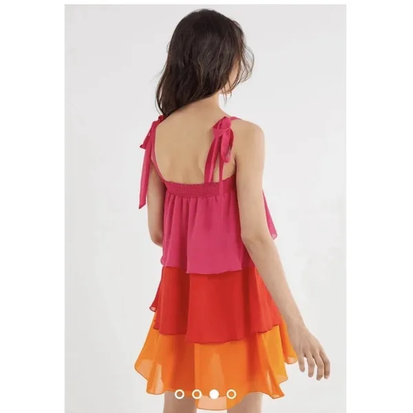 Show Me Your MuMu Gabriela Tiered Ruffle Mini Dress Small Rainbow Festival‎ HH10 - Image 2