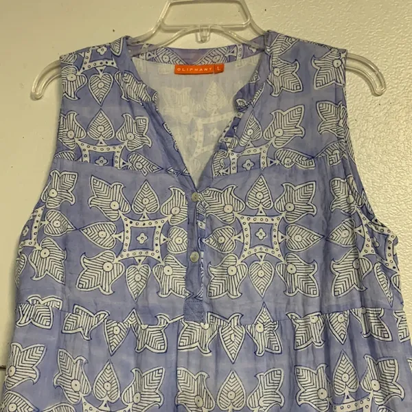 Oliphant Tuckernuck Blue Mini Dress Cotton Large - Image 4