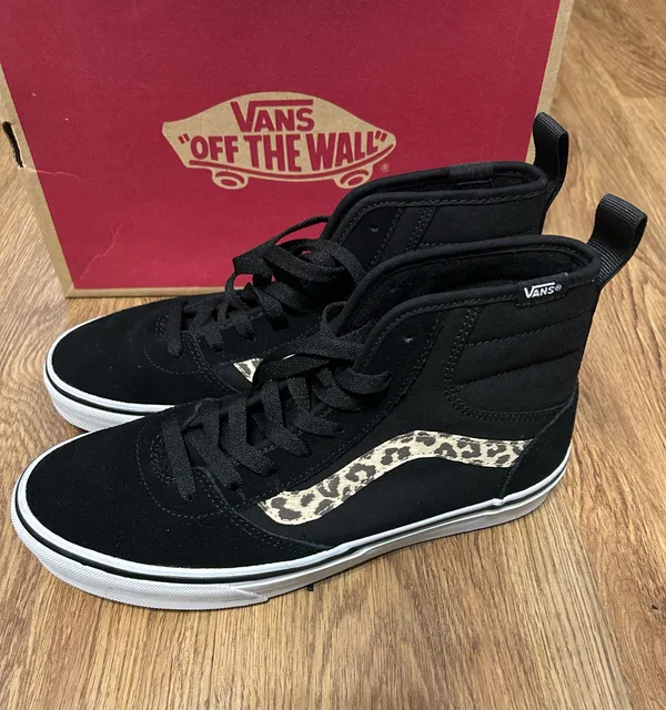 VANS ashwood hi top black suede leopard shoes sneakers women’s 8 new - Image 5
