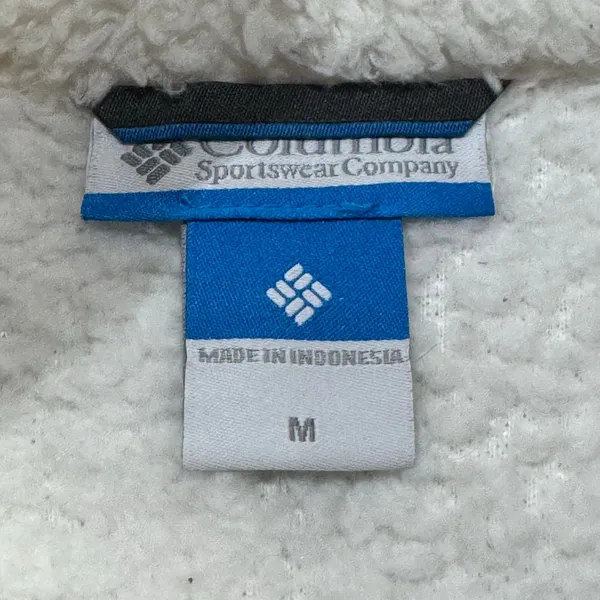 Columbia Sherpa Fleece Jacket Coat White Green Medium - Image 7