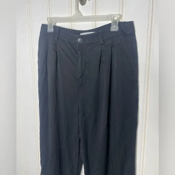 Loft Womens Black Lyocell Pleated Wide Leg Trousers Pants Sz 8 542 - Image 7