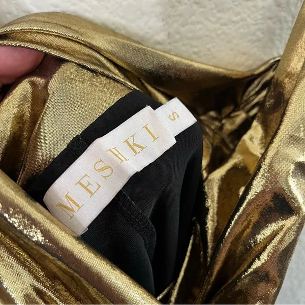 Meshki Hazel Liquid Gold Drape Maxi‎ Dress Women's Size S - Image 6