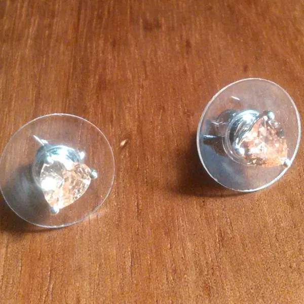 Champagne Heart Simulated Diamond Sterling Silver Stud Earrings - Image 3