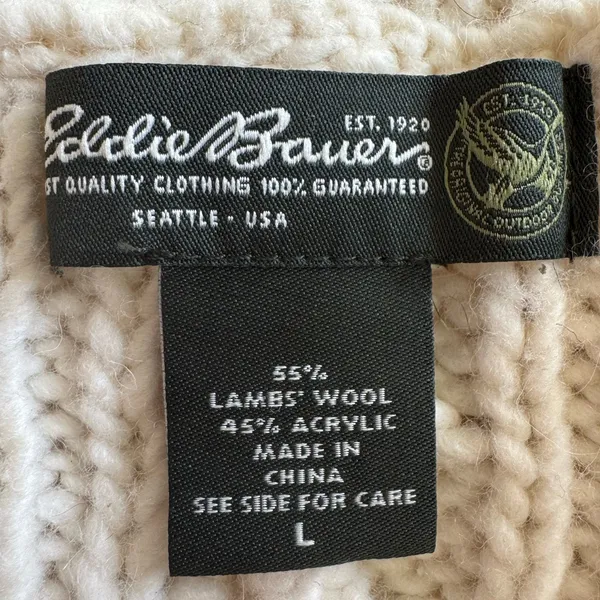 Vintage Cable‎ Knit Sweater Vest Shawl Collar Wool Blend Large - Image 3