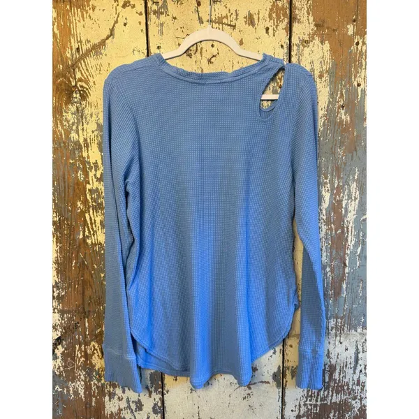 Offline by Aerie Women’s blue waffle knit long sleeve shirt size XL - Image 4