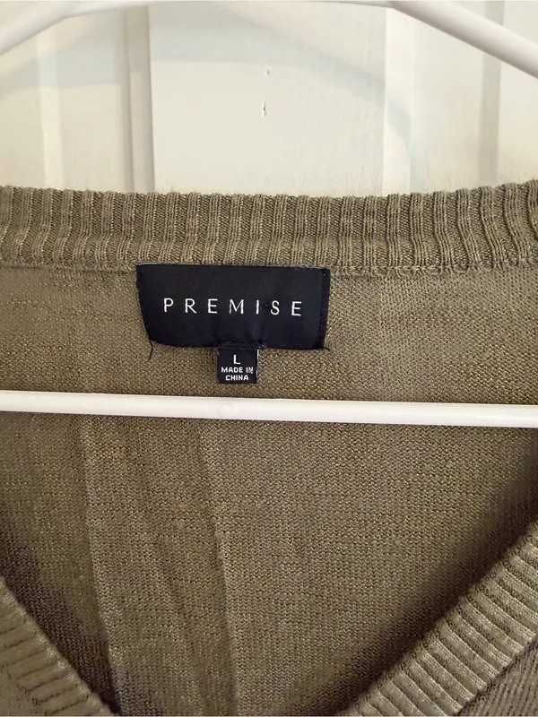 Premise Linen Rayon Olive Green Button Front Cardigan‎ Sweater L - Image 2