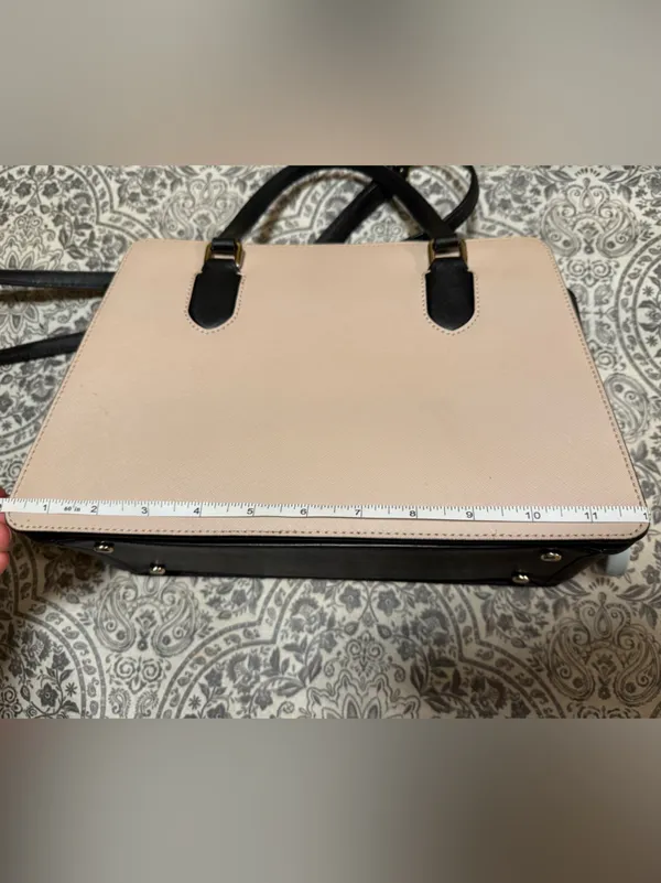 Kate Spade New York Pale Cream Pink and Black Satchel with CrossBody handle - Image 13