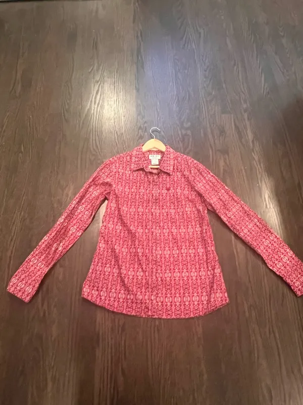 Ariat Women’s Red Geometric Button-Down Shirt Fitted Western Boho - Image 2